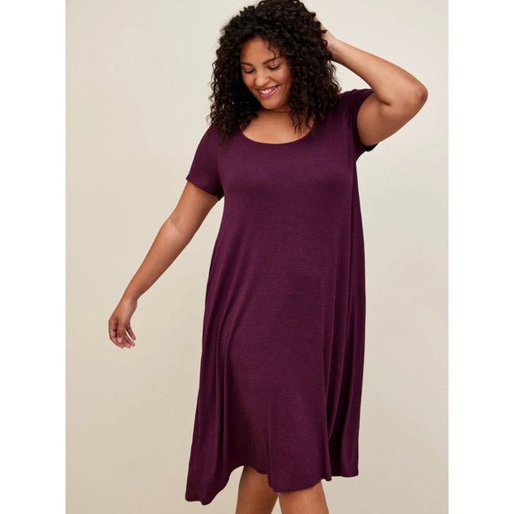 Size 0X Torrid Womens Torrid At The Knee Supersoft Hi-Low Dress Purple - Picture 1 of 7